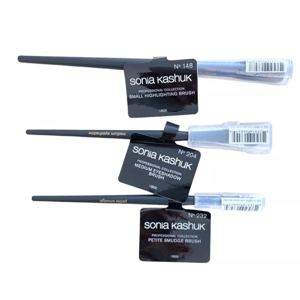 3 Sonia Kashuk Makeup Brushes Med Eyeshadow/ Petite Smudge /Small Highlighting